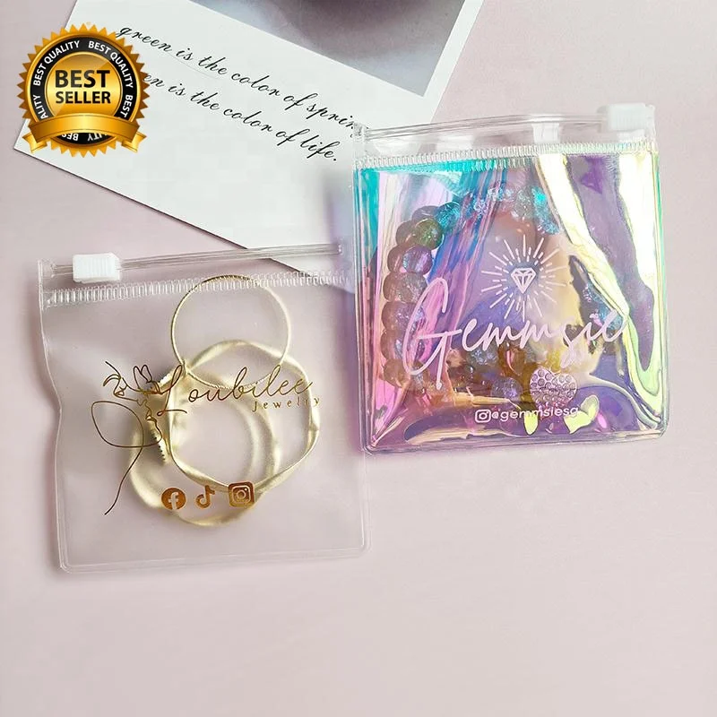 Custom Small Ziplock Jewelry Packaging Bag PVC Clear Mini Zipper