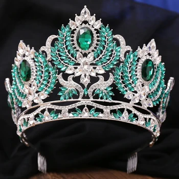 Couronne En Cristal Argenté - Diadème Princesse, Mariée, Fête - Baroque Et Scintillant - Taille Unique 15 Cm