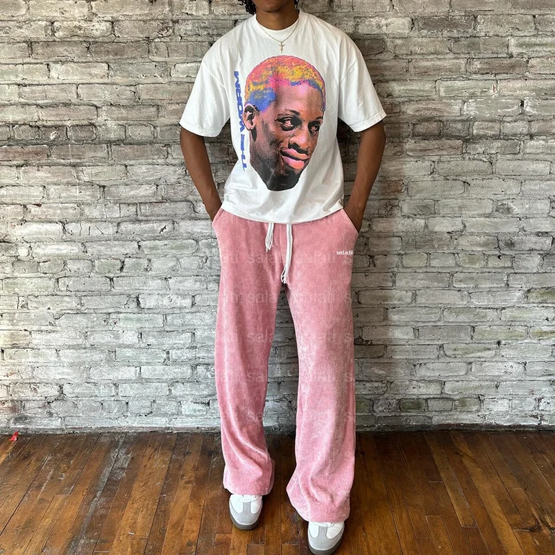 Custom Streetwear Baggy Sweatpants Blank Heavy Cotton Polyester Oversized Wide Leg Track Corduroy Jogger Flared Sweat Pants Men gallery 3
