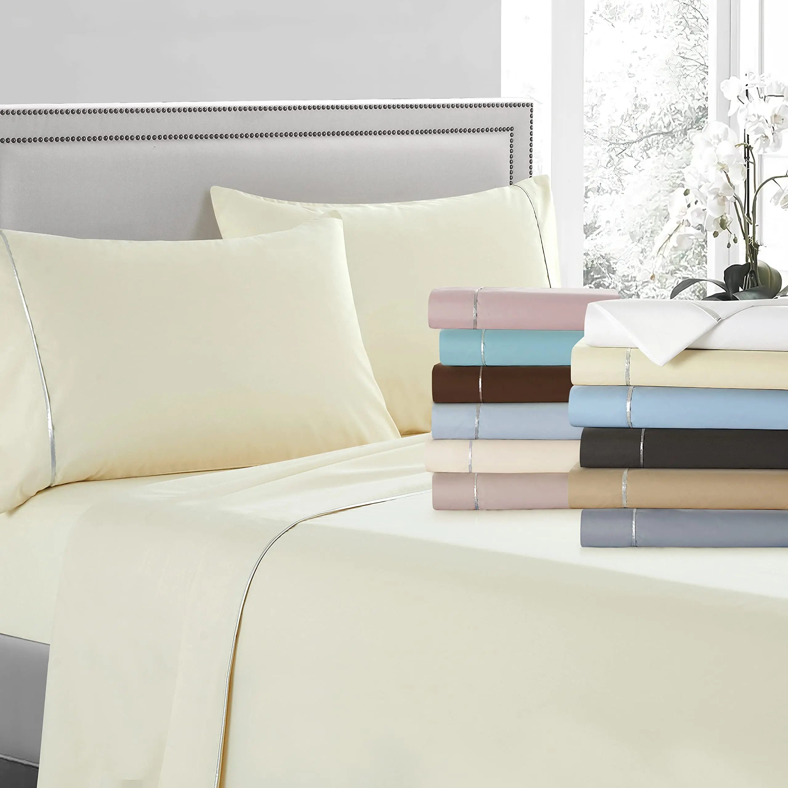 Customized 100 Cotton 300tc Color Hotel Quality Stripe Hotel Bedding