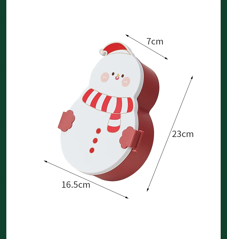 2023 Fashion Christmas Snowman Lunch Box Plastic Bento Box Food Container