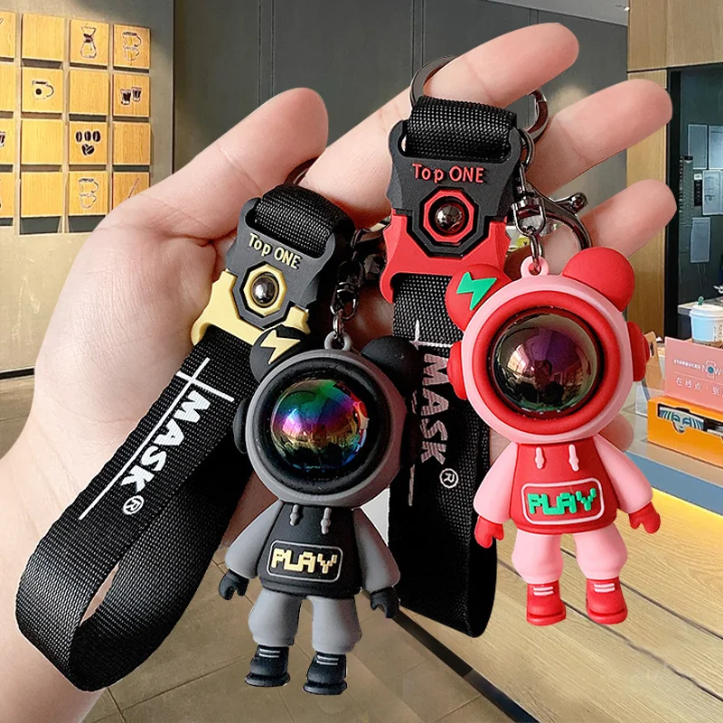 Cartoon Lightning Bear Keychain Cute Astronaut Bear Doll Keyring Bag ...