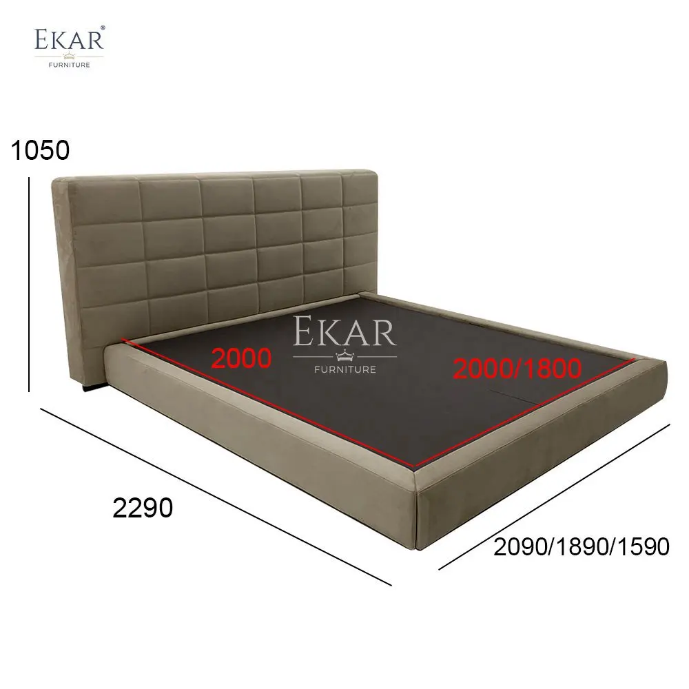 double soft bed with luxurious wooden frame upholstered in soft mdf panel for bedroom or hotel use417-67