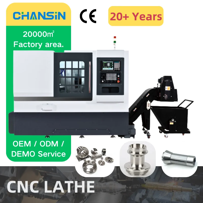 Machine Manufacture Metal Cutting With Chip Conveyor & Automatic bar Feeder Tool Holder Block Small Cnc Turning Lathe Machine