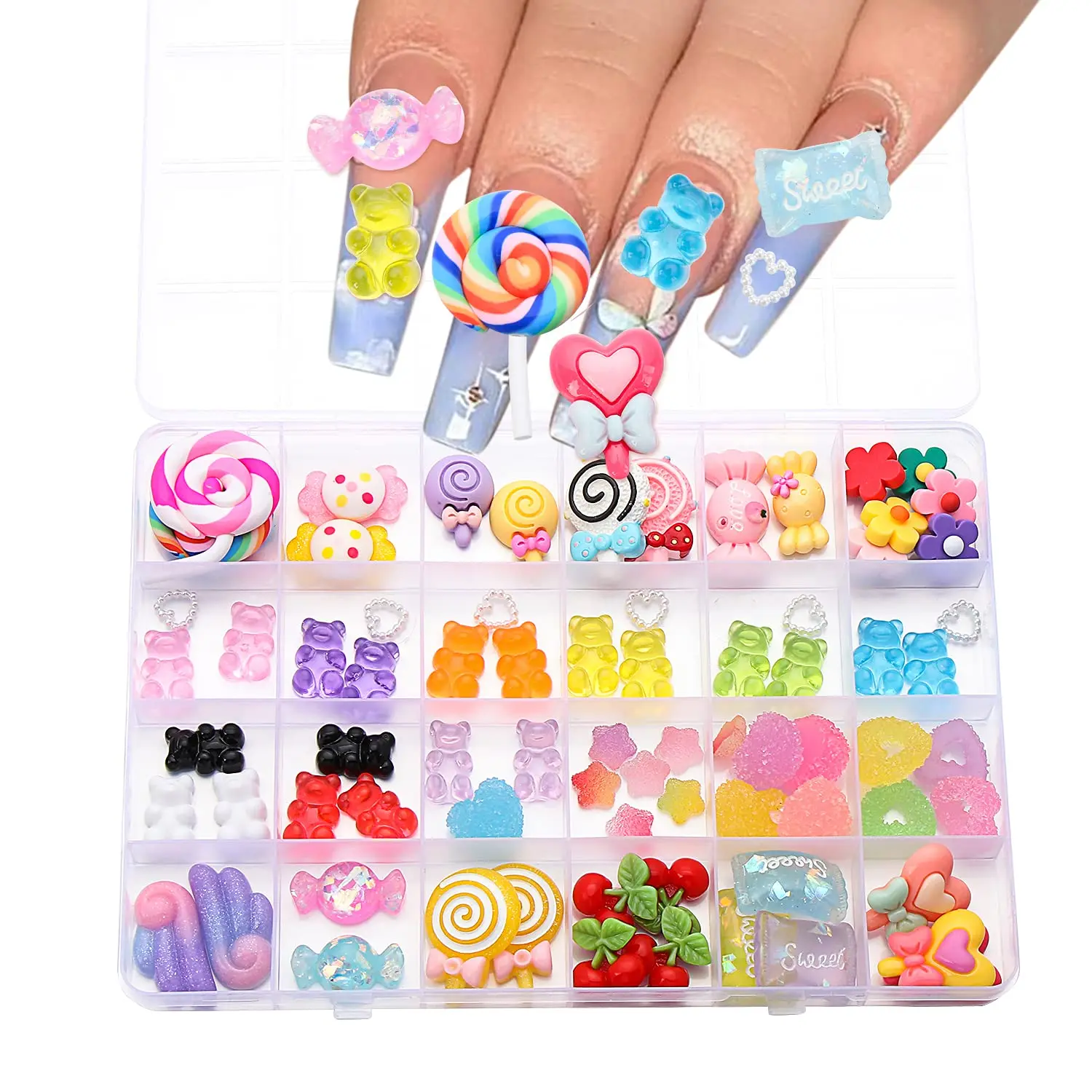 Kawaii Nail Art Charms - 3D Candy Nail Gems Manicure Art