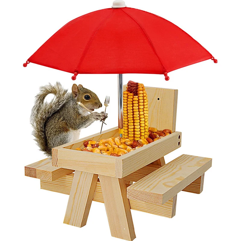 Large Squirrel Picnic Table Feeder,Cedar Squirrel Feeders For Outside