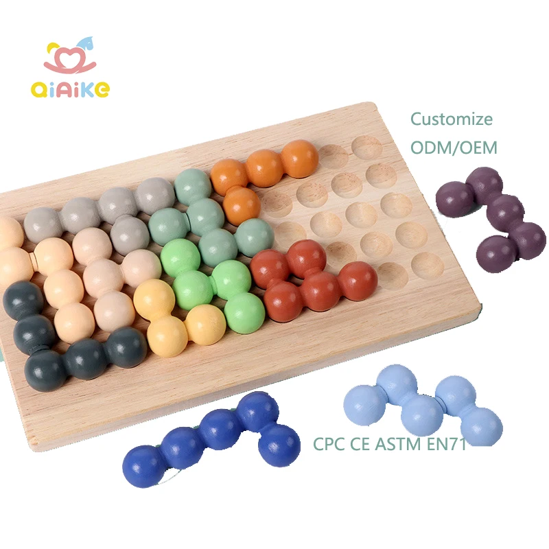 Interactive Wooden Toy for Kids Montessori Wooden Smart Bead Platter Puzzle Board Tabletop Game Logical Thinking Education Toys