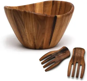 factory supply high quality hot selling acacia material bowls restaurant offers anti scalding insulation solid wood bowl