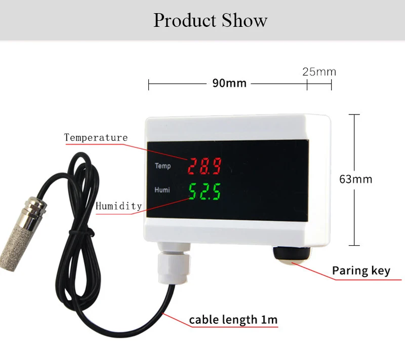 Wifi Tuya Smart Temperature Humidity Alarm Sensor: Thermometer