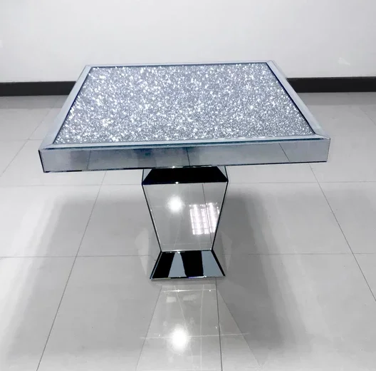 square mirrored dining table