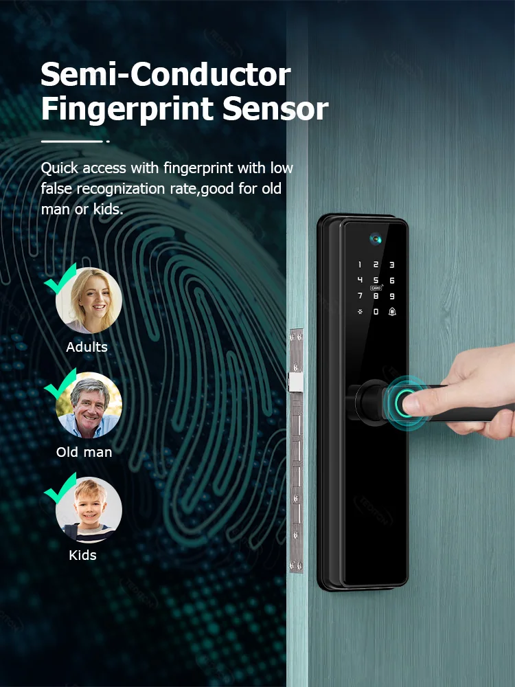 Tediton Cerradura Inteligente Zigbee Alexa Security Wood Door Tuya Wifi Smart Lock Door Lock With Camera Fingerprint Doorbell