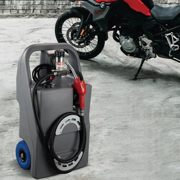 100l Portable Diesel Tank with 12v Electric Pump Plastic Diesel Tank on Wheels for Mobile Refueling
