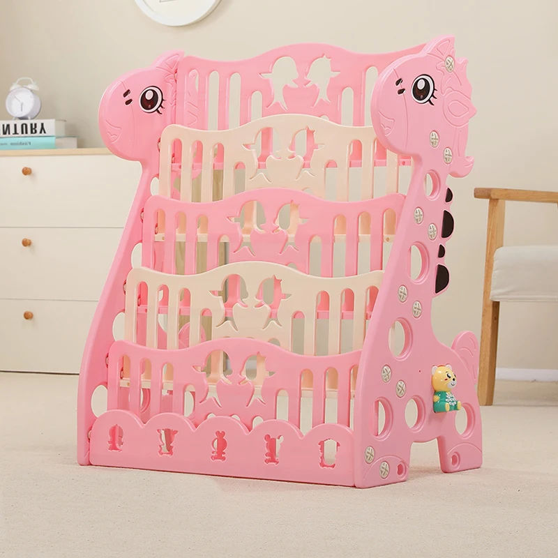 Пластиковая комнатная детская книжная полка и игрушечный шкаф для