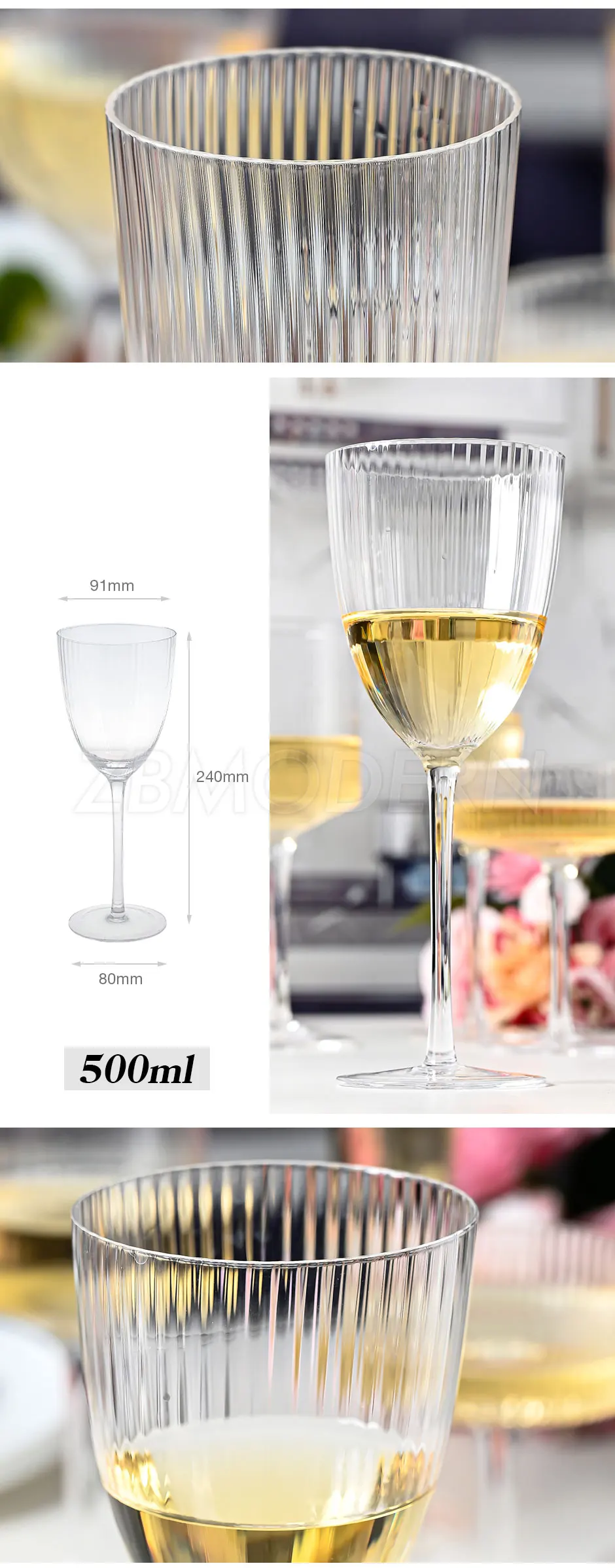 Wholesale Fashion Vertical Stripes Nordic Ribbed Cocktail Martini Glass