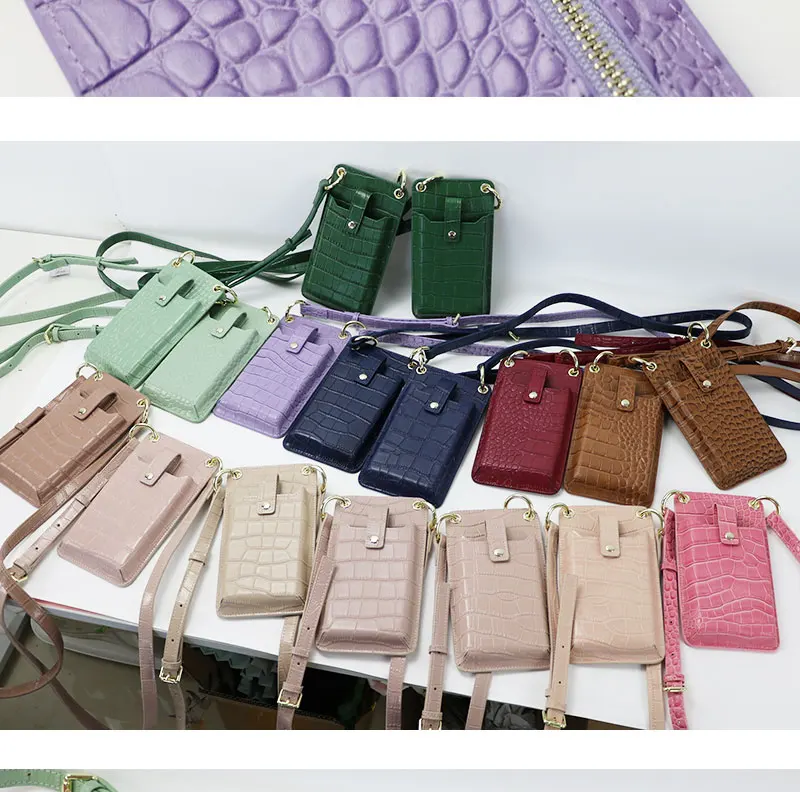 Wholesale hot sale leather cell phone holder sling bag mobile