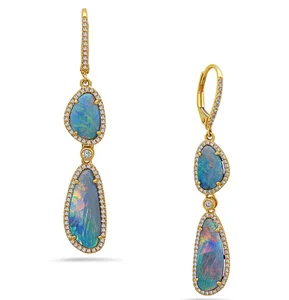 Custom 18K Gold Plated Opal Earring Jewelry Women Silver 925 Opal Earring