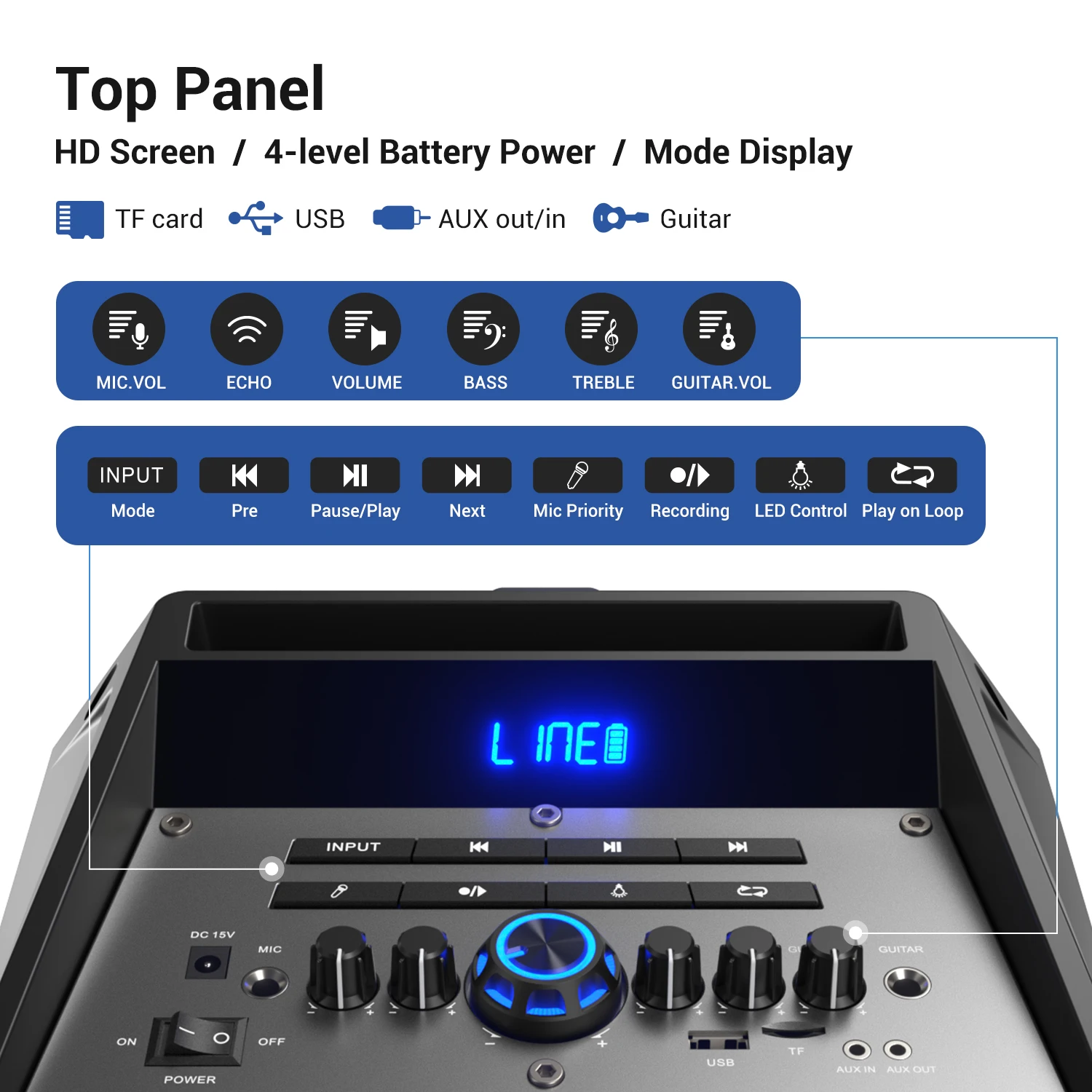 BT Professional Audio Power Active Box Outdoor Party Portable RGB for 5 ...