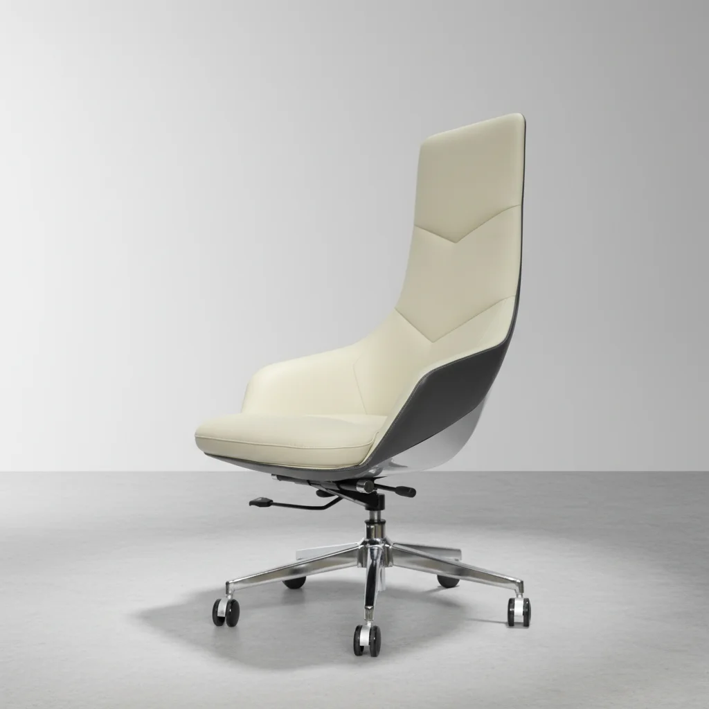 Modern Ergonomic Leather Executive Office Chair with Fixed Armrest and Adjustable Height 6