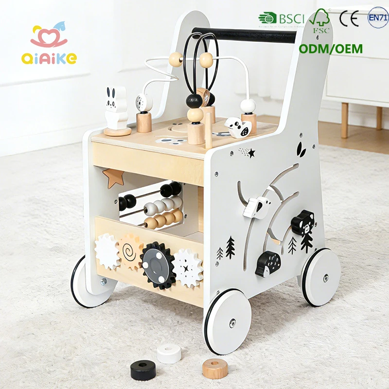Wholesale Children's Wooden Bead Maze Busy Activity Tool Cart for Kids Infant & Baby Push Walker Educational Toy