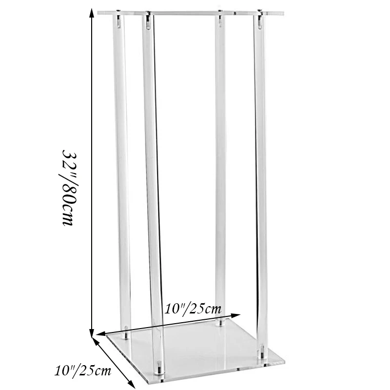 Modern Acrylic Centerpiece Stand Acrylic Flower Stand With Beads Rectangular Tall Stand Wedding 6245