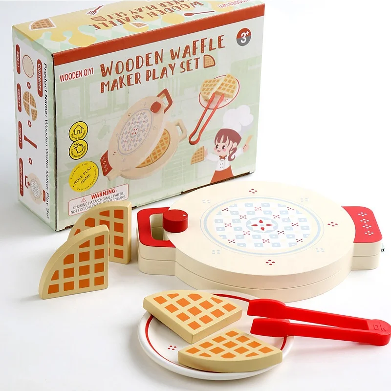 Wooden Waffle Maker, Toy Kitchen Accessories