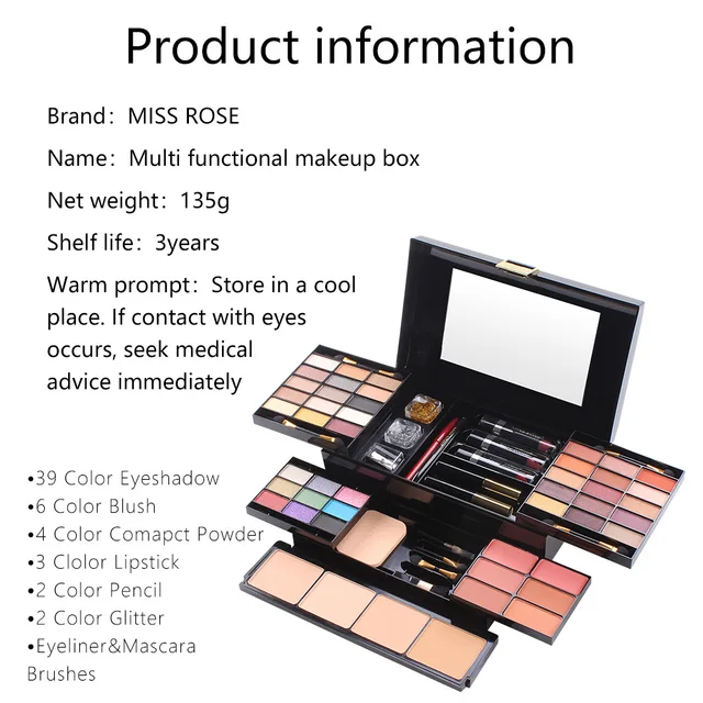 Miss Rose Makeup box 39 color matte eyeshadow makeup box blush high gloss powder multi-function trimming make up tray - Image 4