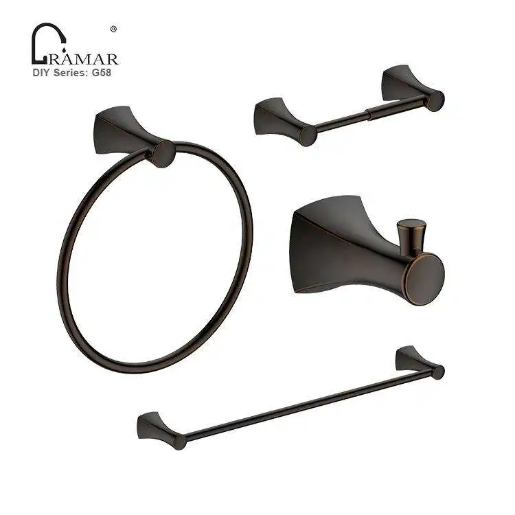 Home Bathroom Toilet Accessory Set for Hotel Oil Rubbed Bronze High-end 4pcs Wall Mounted Home Decoration Luxury Brass,brass