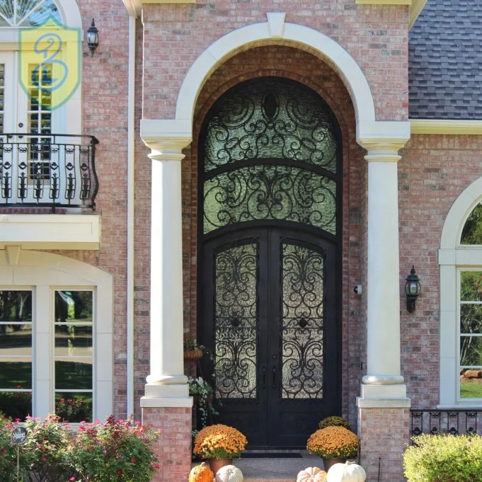 Iron Wrought Iron Main Entrance Doors Powder Coated Security Entry Door with Modern Design for Villa