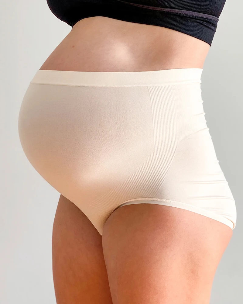 Wholesale All Day Comfort Soft Seamless Maternity Briefs Over Bump Mid Thigh High Waist