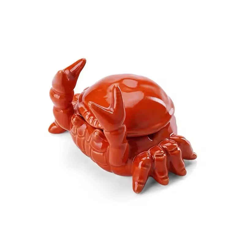 Promotional Creative Ceramic Cigar Ashtray with Lid Cute Crab Design for Office Home Living Room Decoration Ornaments Ash Tray