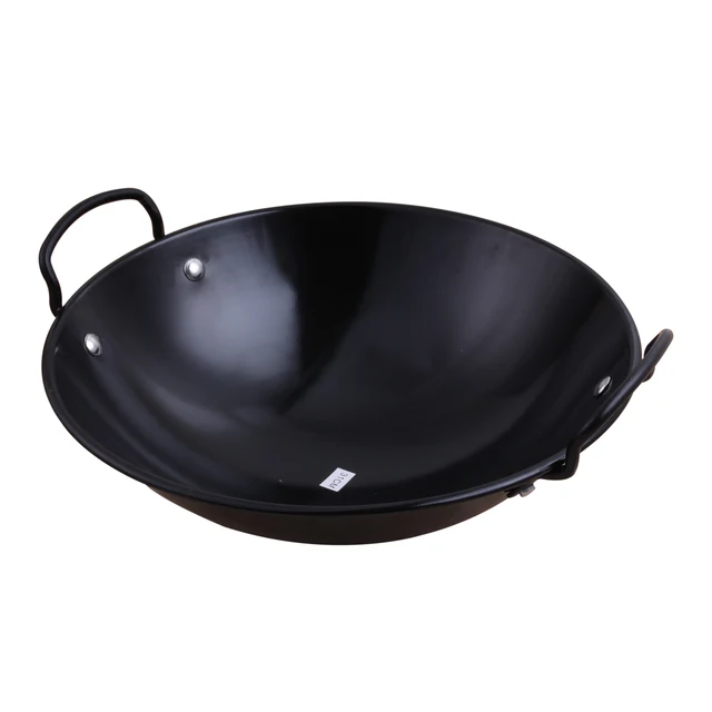 Jiashida manufacturer direct 0.6mm enamel cast iron nonstick wok pan with double ears
