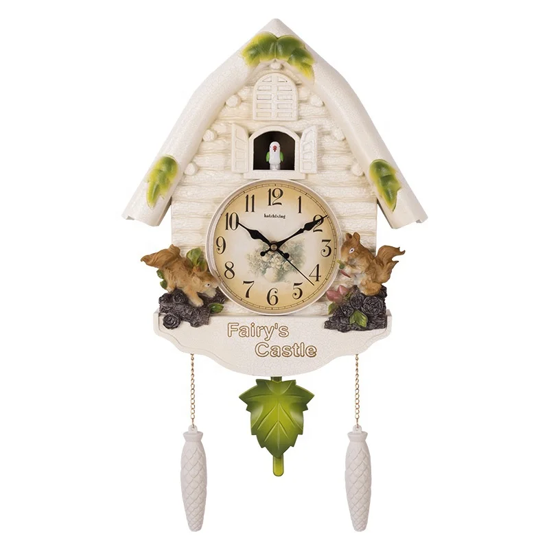 Creative wall clock decorated with bird chimes cuckoo clock