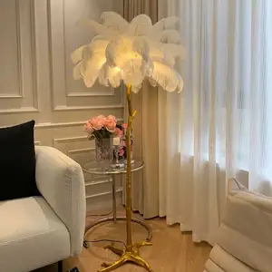 Modern Nordic Luxury Design Home Decor Standing Floor Light Hotel Bedroom Bedside Living Room Indoor Lighting Feather Floor Lamp
