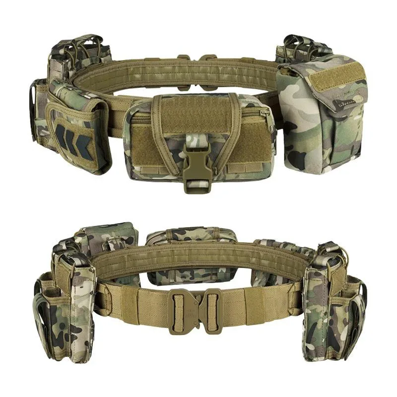 Multifunctional Tactic Waist Belt Adjustable Tactical Belt with Detachable Pouch Quick Release Buckle for Outdoor Activities