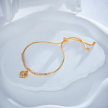 wholesale New  chic Non fading simple gold heart pendant bracelet jewelry