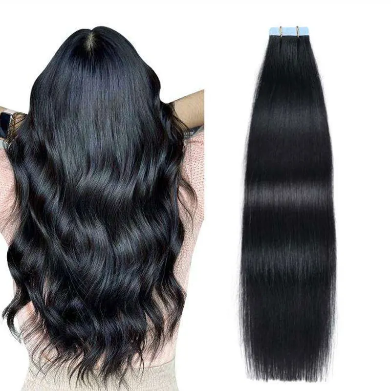 2025 wholesale natural raw straight human hair extensions double drawn tape ins hair extension  tape on remy human hair supplier