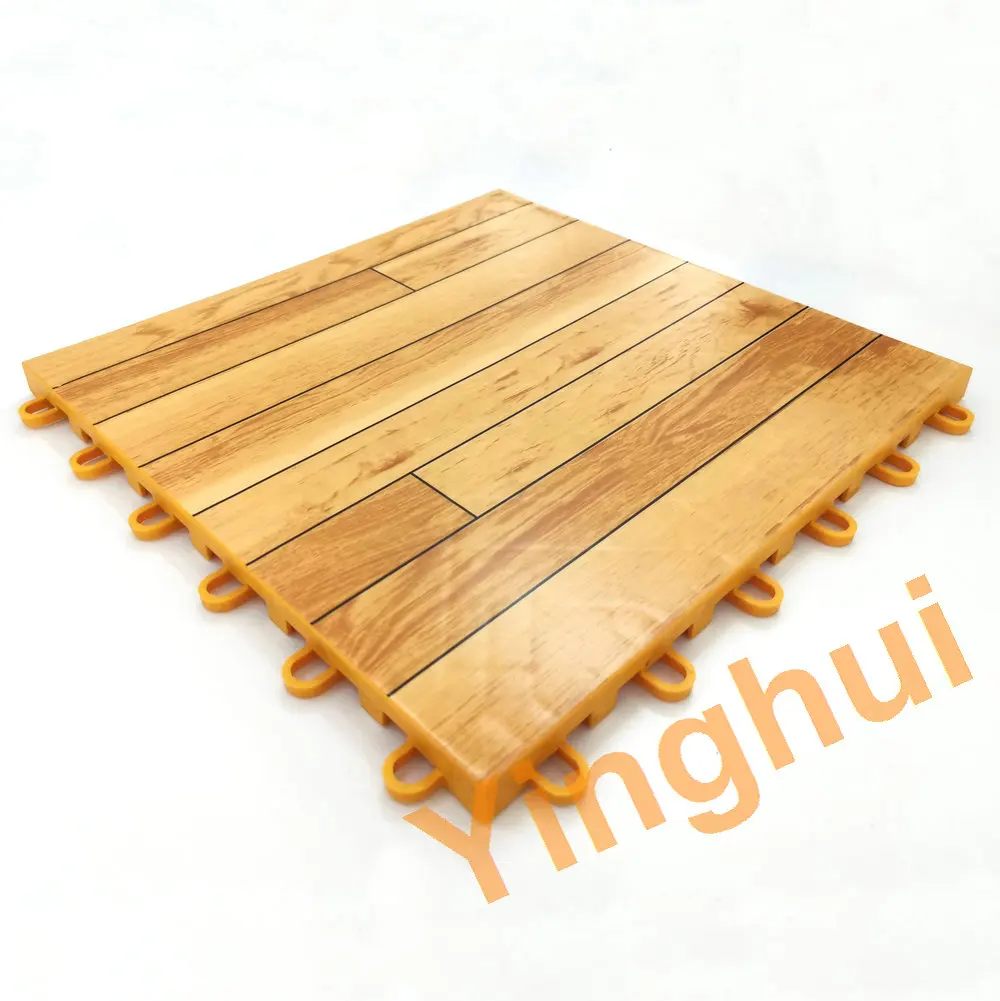 W-01 Modular Plastic PP Wood Look Finished Flooring For Indoor Basketball Multi Functional Sports Court