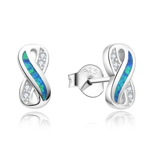 Vintage 925 Sterling Silver Wedding Party Gifts Fire Opal Infinity Earrings Stud
