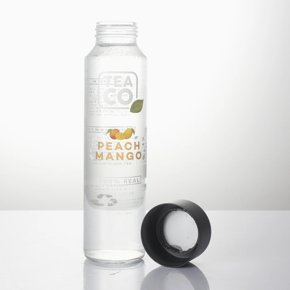 Screen Printing Transparent 800ml 750ml 500ml 375ml 200ml High Flint Juice Drink Beverage Mineral Water Voss Glass Bottle