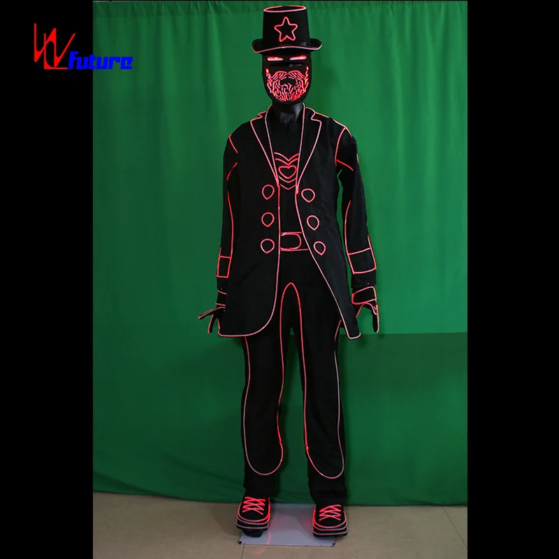 Future LED Tron Dance Fiber Optice Clothing Wireless Controlled Light Balance Costumes for Dancing