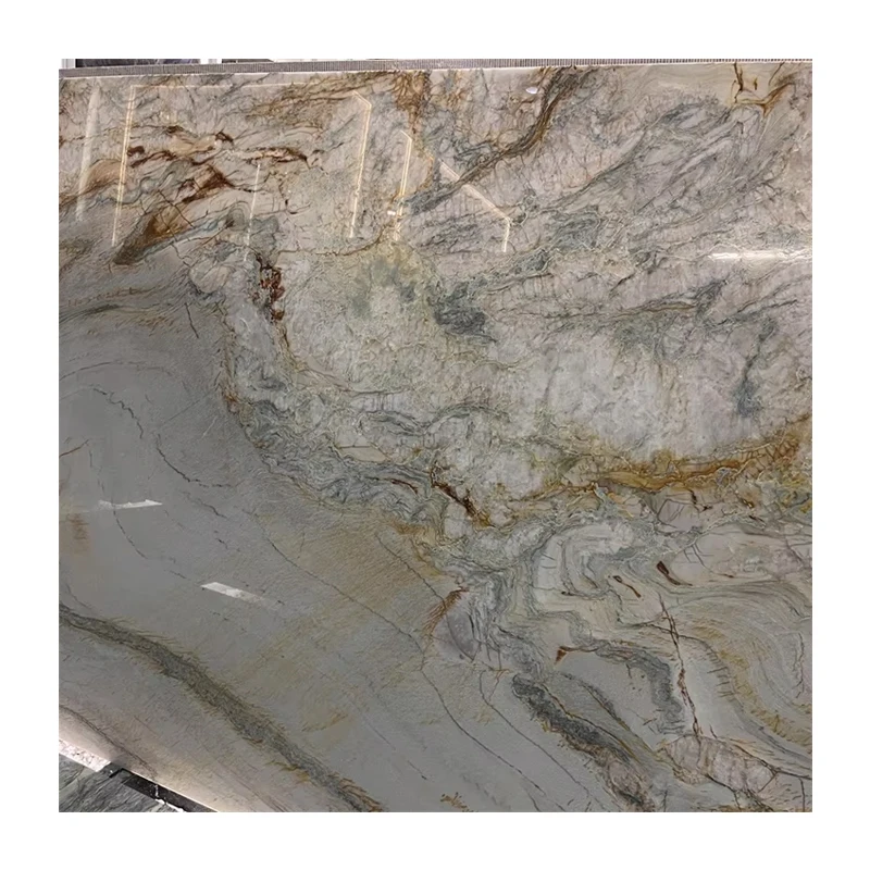 Luxury Modern Impression Rainbow Quartzite Slab Beautifully Bookmatched Marble Granite Countertop for Indoor Outdoor Wall Decor