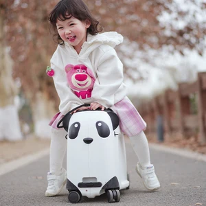 Cute Panda Kids Spinner Luggage with 2 Spinner Wheels PP Material Unisex Rolling Suitcase for Children