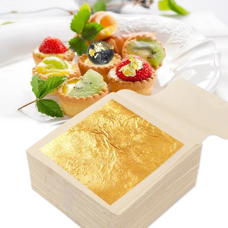 24K Genuine Gold Foil 9.33cm Gold Leaf Gold Foil Sheets DIY Cake Decoration  Arts Crafts