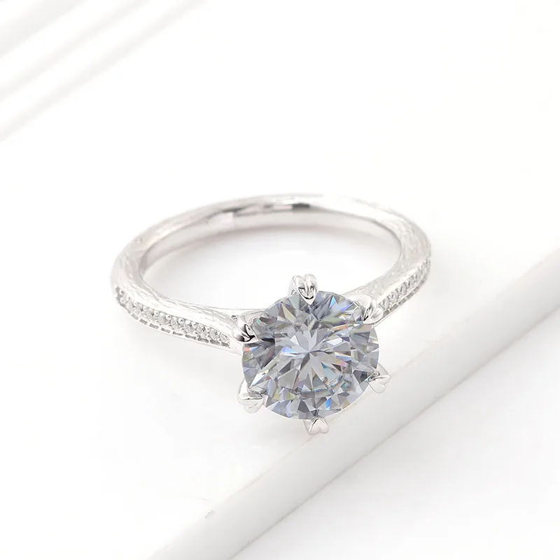Unique Tree Branch Engagement Ring 9MM Grey Moissanite Promise Ring 14k Gold Tree Branch Shank Dainty Inspired Statement Ring
