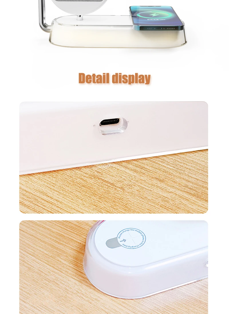 Multifunctional  LED Desktop 15W 3 in 1 Wireless Charger Alarm Clack Night Light Dock Foldable Qi Charger for iphone 15 Dropping