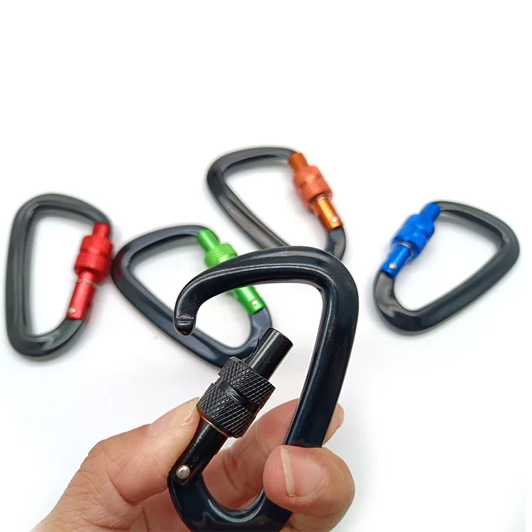 BT Aluminum Snap Hook Safety Snap Hook for Wholesale D Shope Screw Locking Carabiner Hook Custom Logo Hiking Pull Carabiner