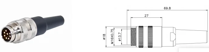 RIGOAL PA66 M16 Male Straight Connector 6P Screw Assembly Shielded Connector