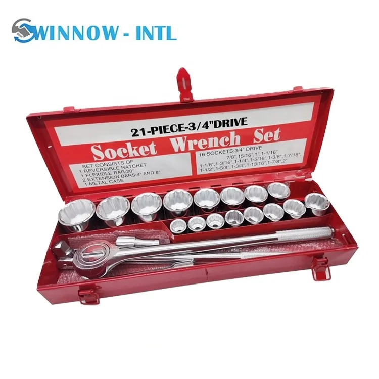 21 Pieces Socket Wrench Sets High Quality Tools Set Drive Standard Metric