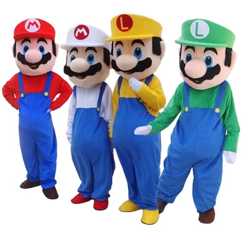 Running Fun Popular Super Mario Mascot Costume Cartoon Character Mario Luigi Cosplay Costumes For Adults
