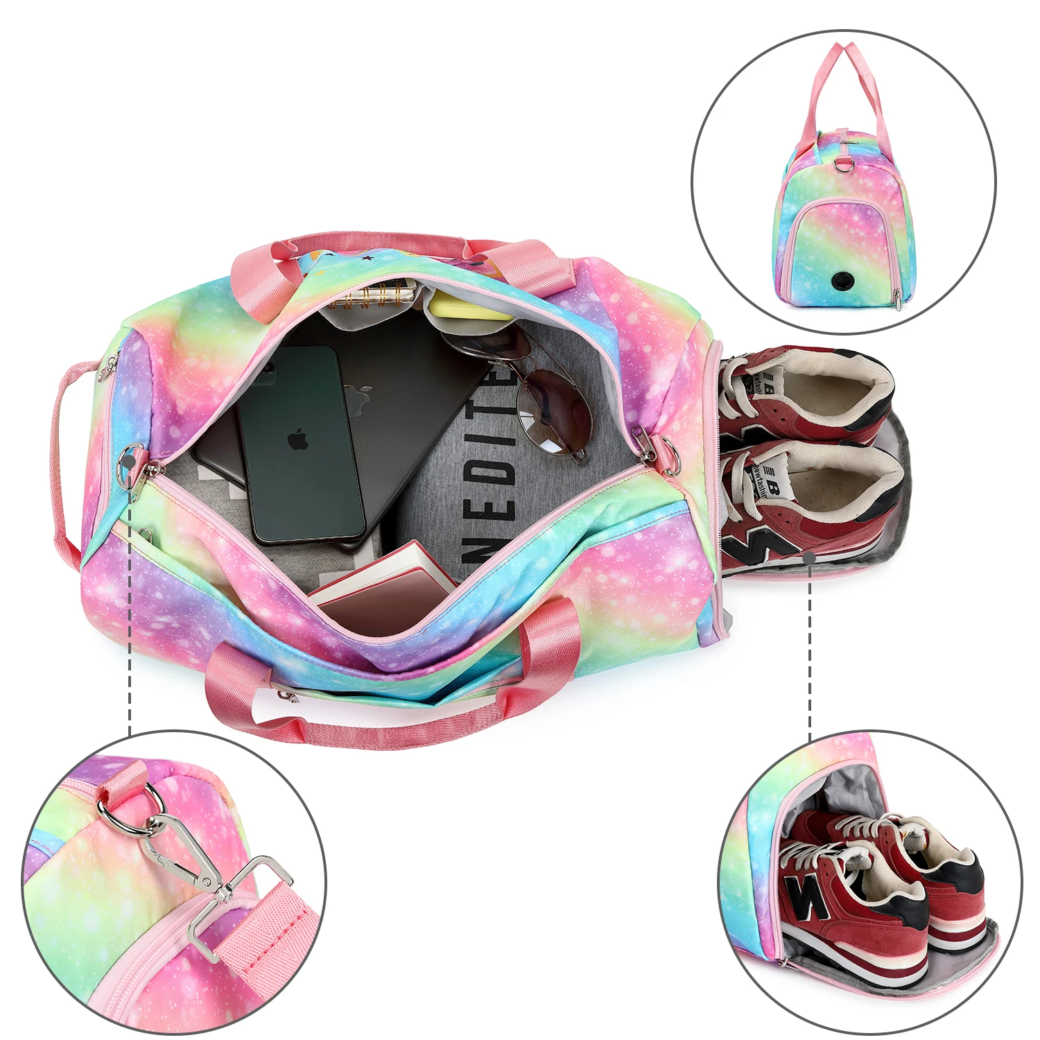 Wholesale Unicorn Pinl Color Kids Overnight Duffel Bag Carry on Tote Bag  for Girl From m.